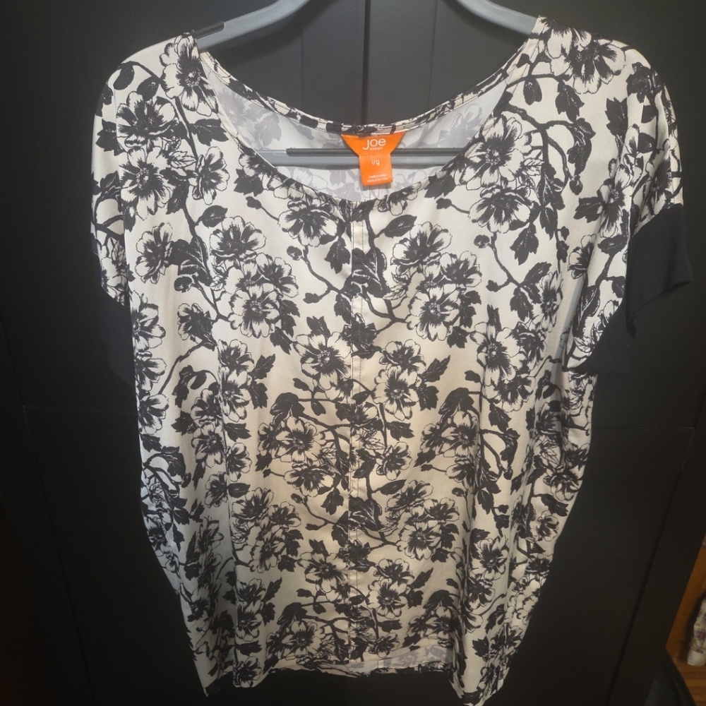 Joe Fresh Black and White Floral Women's Top
